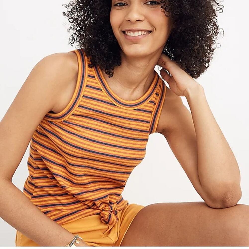 Madewell Audio Tie Knot Front Striped Tank Top Size XXS